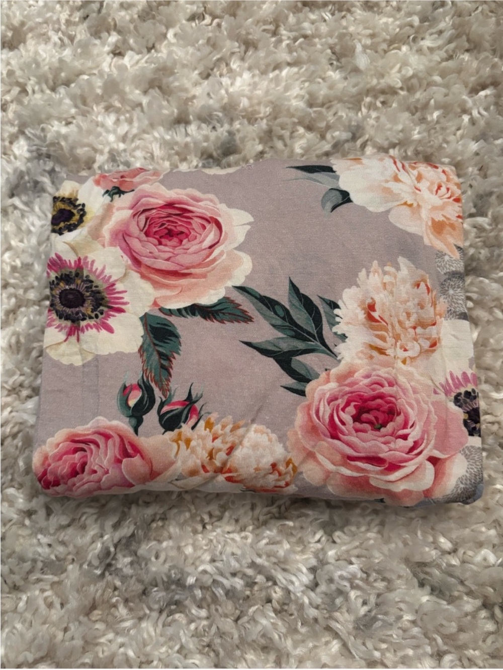 Posh Peanut French Gray Floral Fitted Crib Sheet | OS